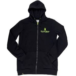 Dutch Bros Sz M Unisex Lacey Tumwater Olympia Black & Neon Green Zip Up Hoodie